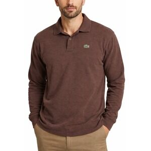 Lacoste Long Sleeve Polo Mens 7 (2XL) Brown Cotton Pique Logo 5191L